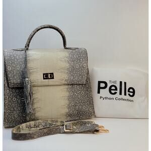 The Pelle Genuine Lizard Leather Top-Handle Shoulder Bag in Ombré-Gray